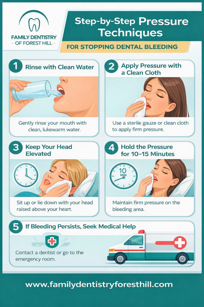 Family Dentistry of Forest Hill | How to Stop Dental Bleeding: Step-by-step Pressure Techniques for Oral Trauma Family Dentistry of Forest Hill | How to Stop Dental Bleeding: Step-by-step Pressure Techniques for Oral Trauma